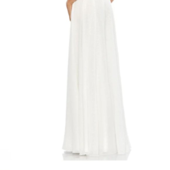 MAC DUGGAL ROSETTE APPLIQUE ONE SHOULDER CHIFFON WHITE GOWN sz 12 - Picture 6 of 6